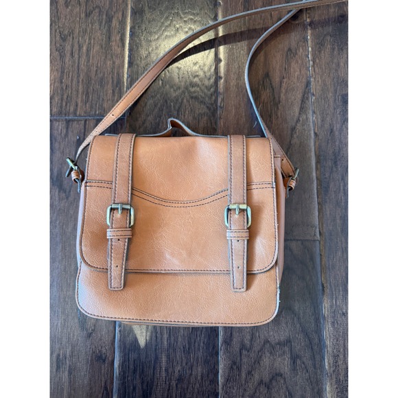 Kelly & Katie Handbags - Kelly & Katie Bag Brown Faux Leather Crossbody Messenger Satchel Bag